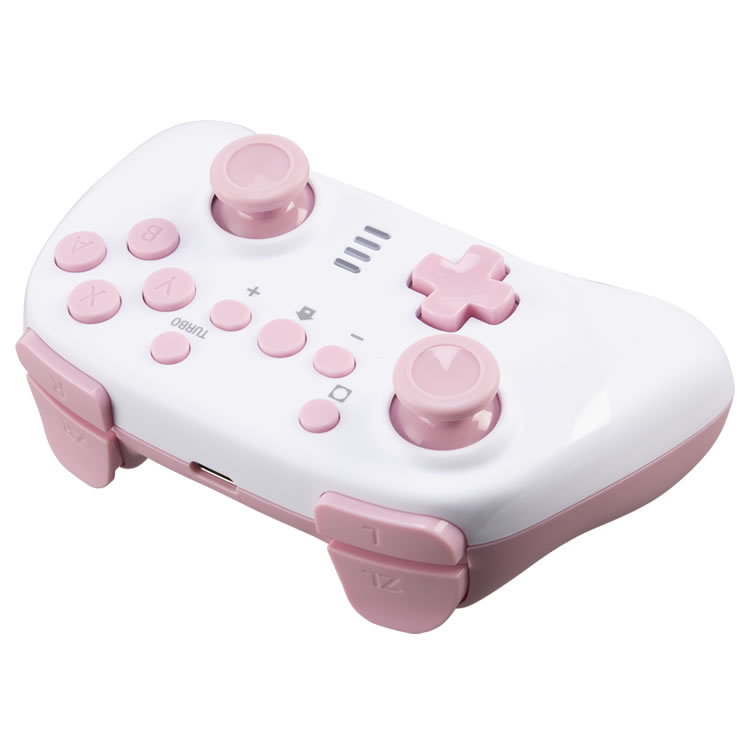 ワイヤレスコントローラー ミニ（SWITCH用）ホワイト×ピンク