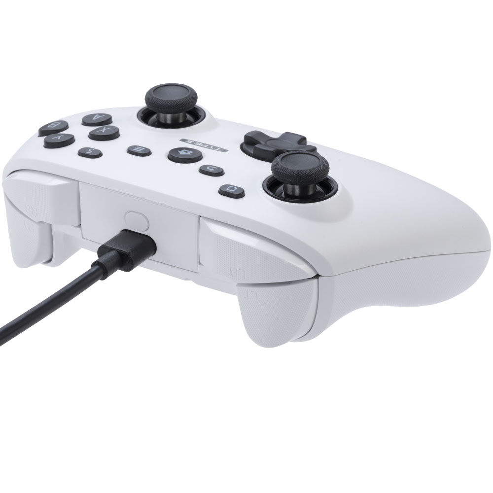 ゲーミングコントローラーPRO（PC／Switch用）ホワイト 不意のケーブル抜けを防ぐ独自のロック機構搭載