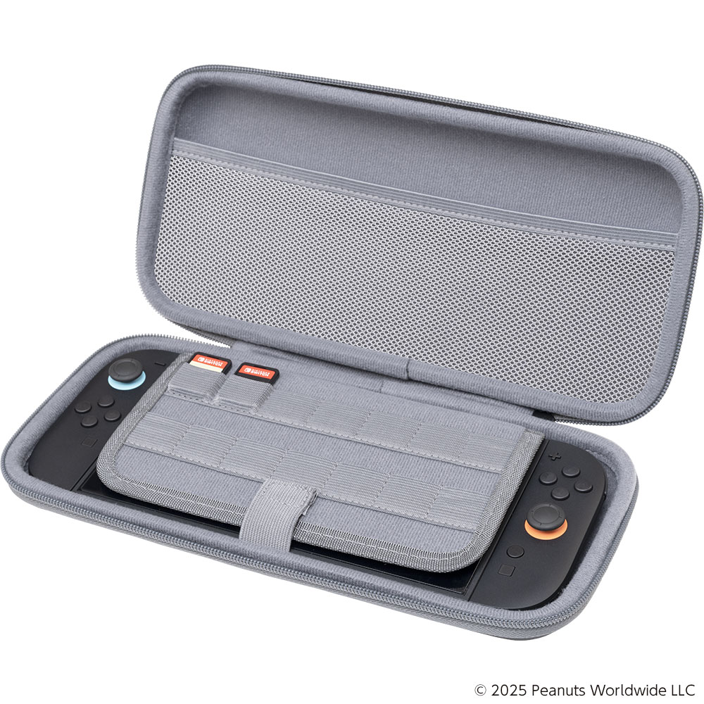 スヌーピー ポーチ（Switch2用）ジョークール　アクセサリーを収納できるメッシュポケット／Switch用ゲームカードを10枚収納できるポケット付き